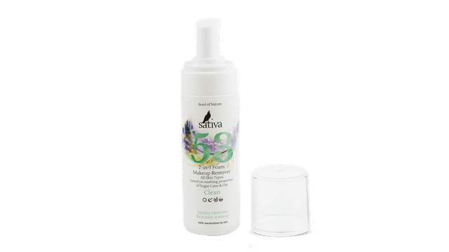 53 Пенка 2 в 1 для очищения и снятия макияжа для всех типов кожи 165 мл. Sativa