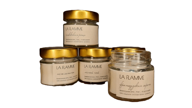Аромасвечи La Flamme стекло золот. крышка 70 мл.